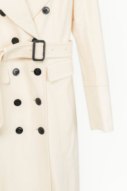 Burberry Winter White Wool- & Cashmere-Blend Oversize Collar Military Coat