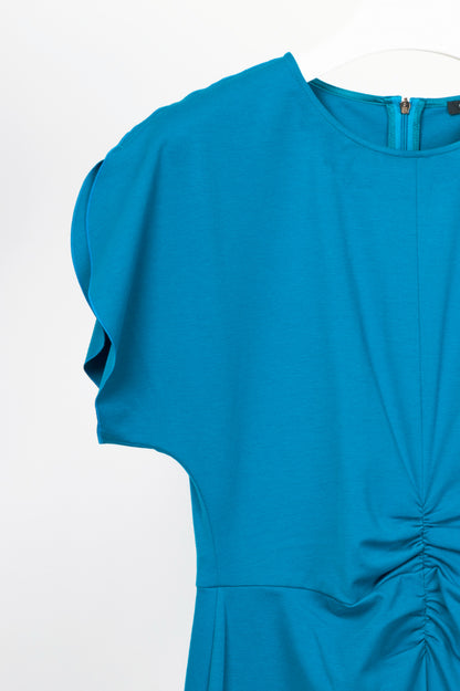 Luisa Cerano Azure Jersey Ruched Knee-Length Dress