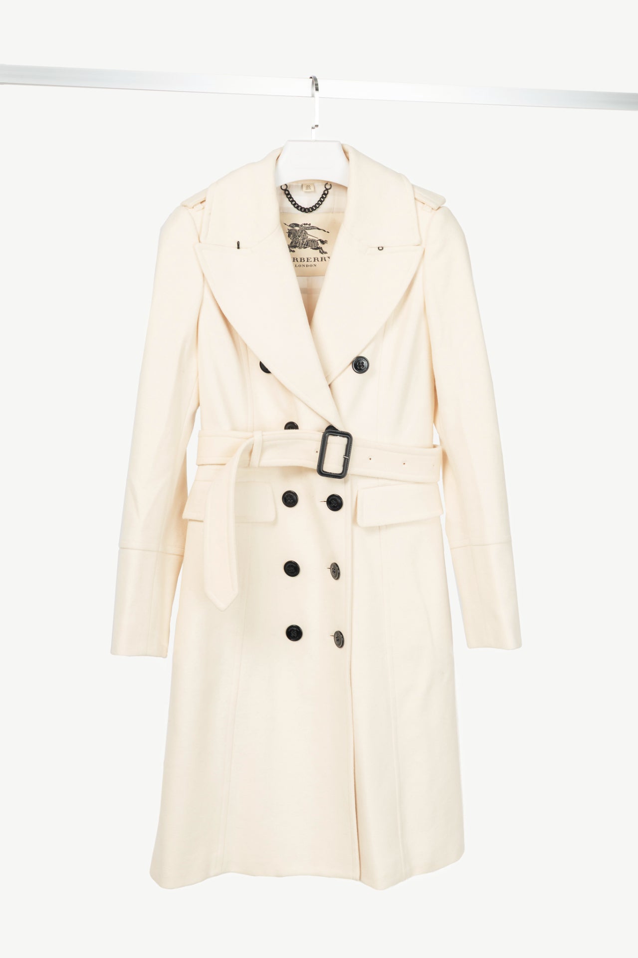 Burberry Winter White Wool- & Cashmere-Blend Oversize Collar Military Coat