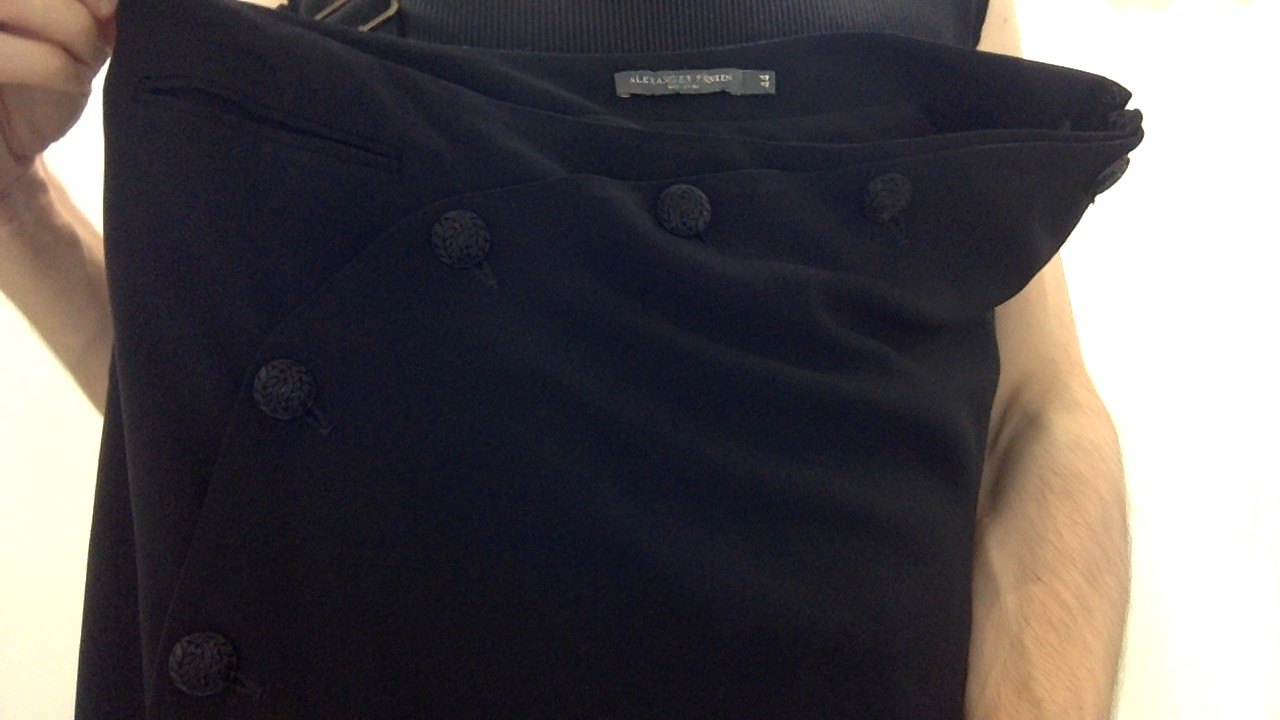 Alexander McQueen Black Wool Button Across Skirt