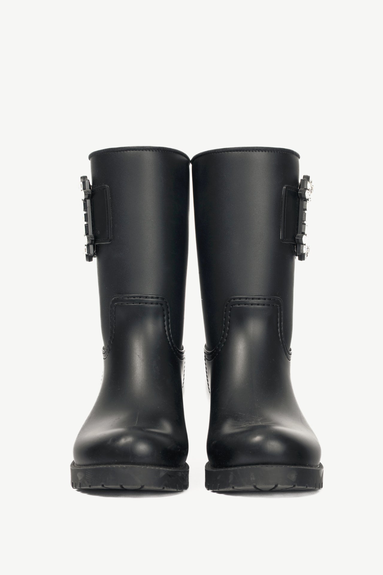 Roger Vivier Tempête Viv Black Rubber Strass-Embellished Rain Boots