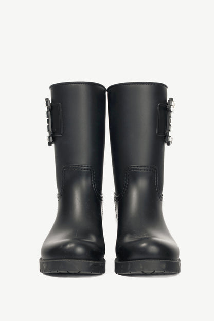 Roger Vivier Tempête Viv Black Rubber Strass-Embellished Rain Boots