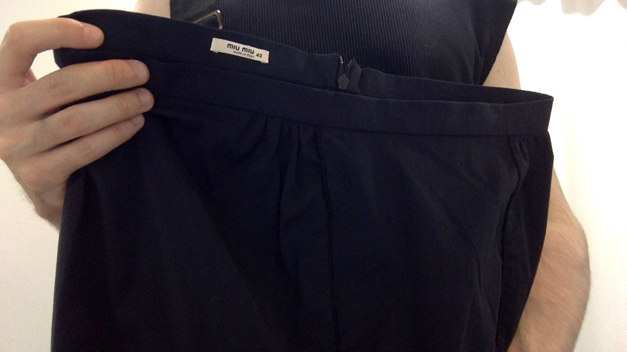 Miu Miu Navy Cotton Frill Skirt