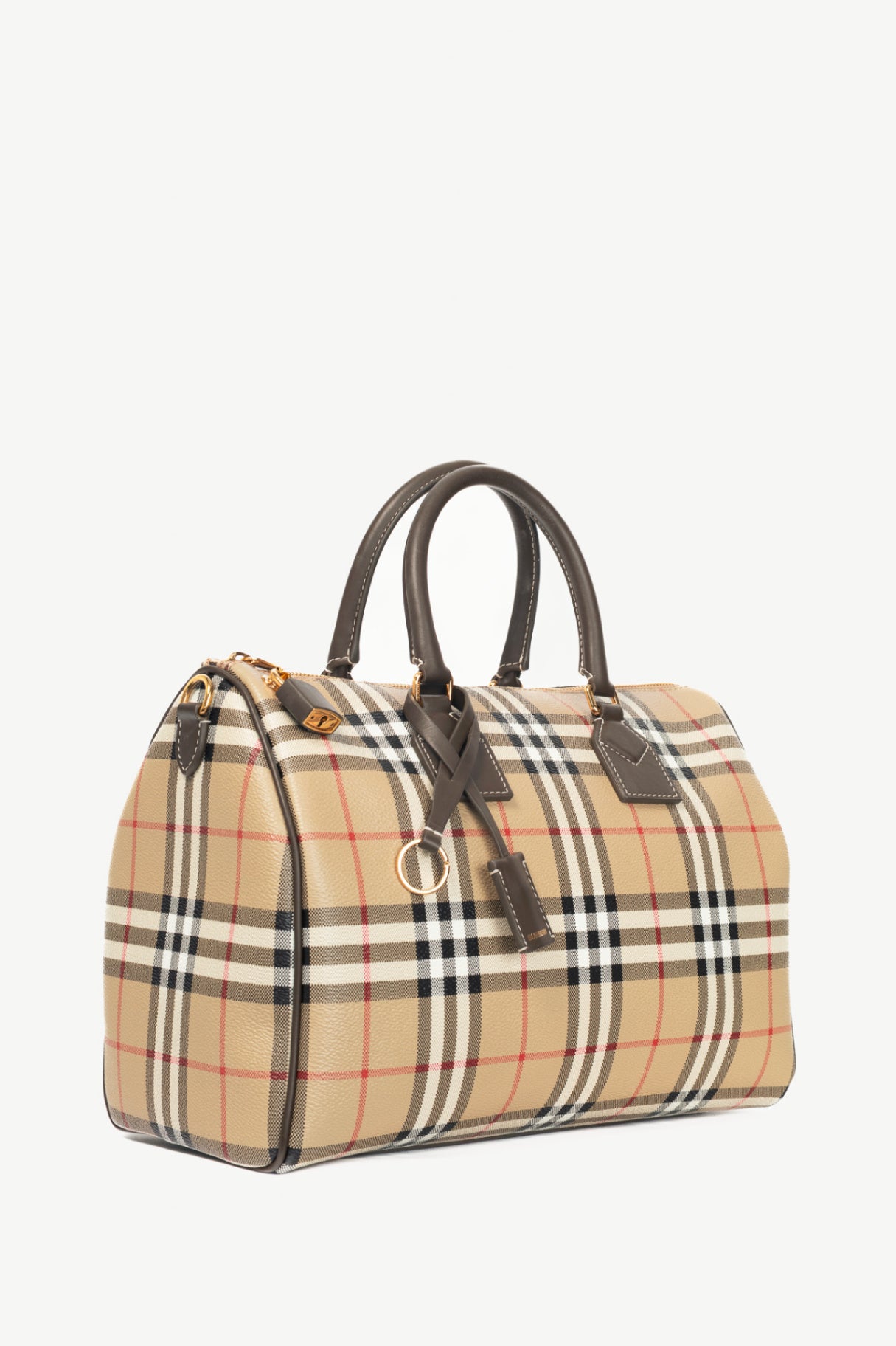 Burberry Beige & Military Medium Check Bowling Bag