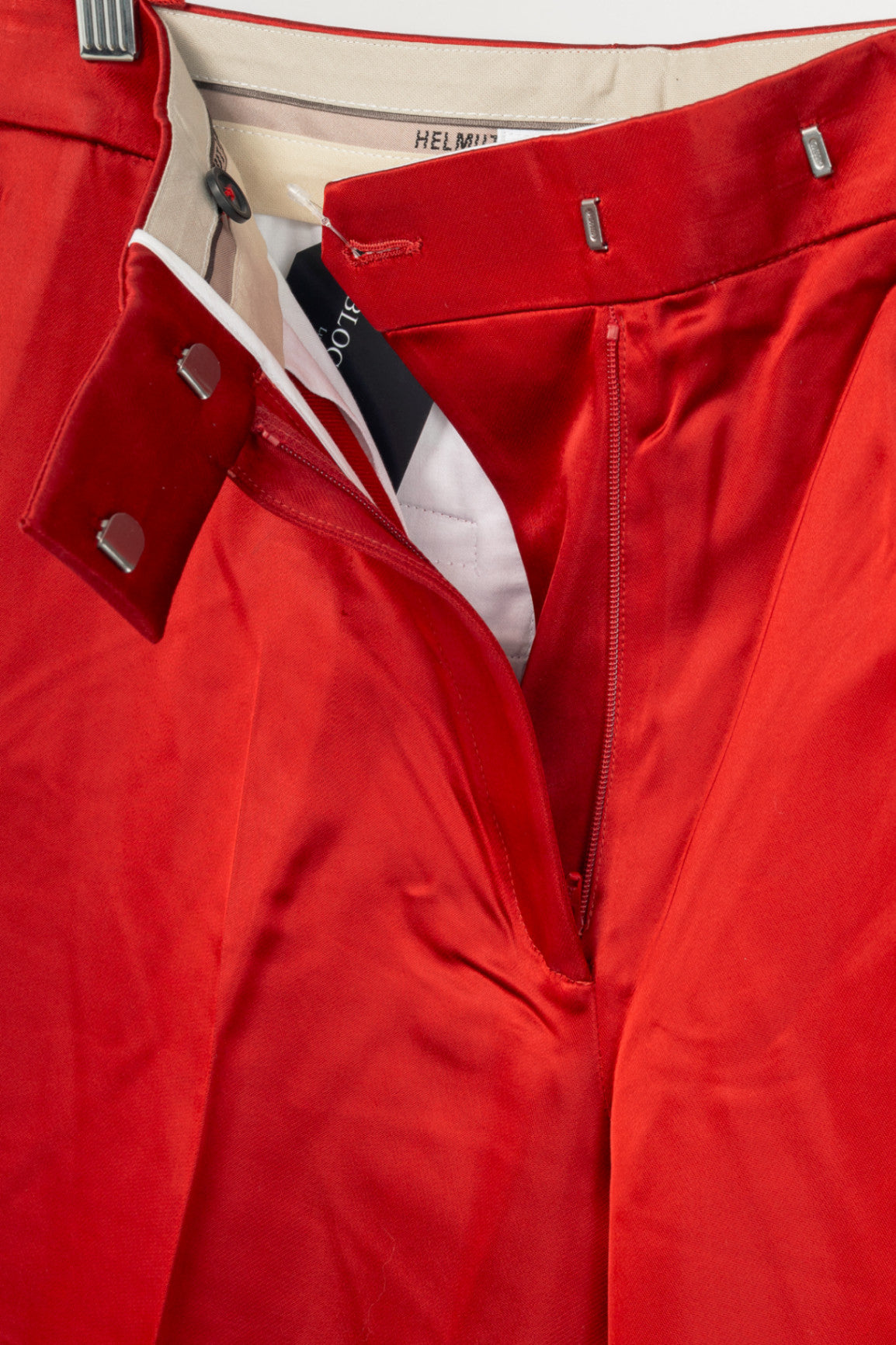 Helmut Lang AW19 Runway Red Vicose Satin Straight-Leg Trousers