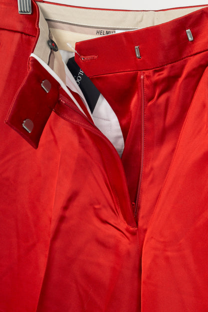 Helmut Lang AW19 Runway Red Vicose Satin Straight-Leg Trousers