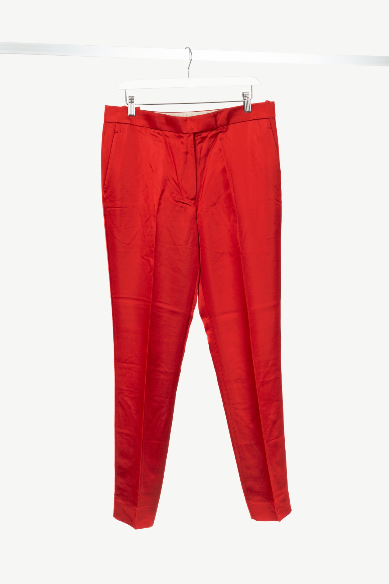 Helmut Lang AW19 Runway Red Vicose Satin Straight-Leg Trousers