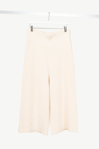 Victor Alfaro Cream Wool Ribbed-Knit Culottes