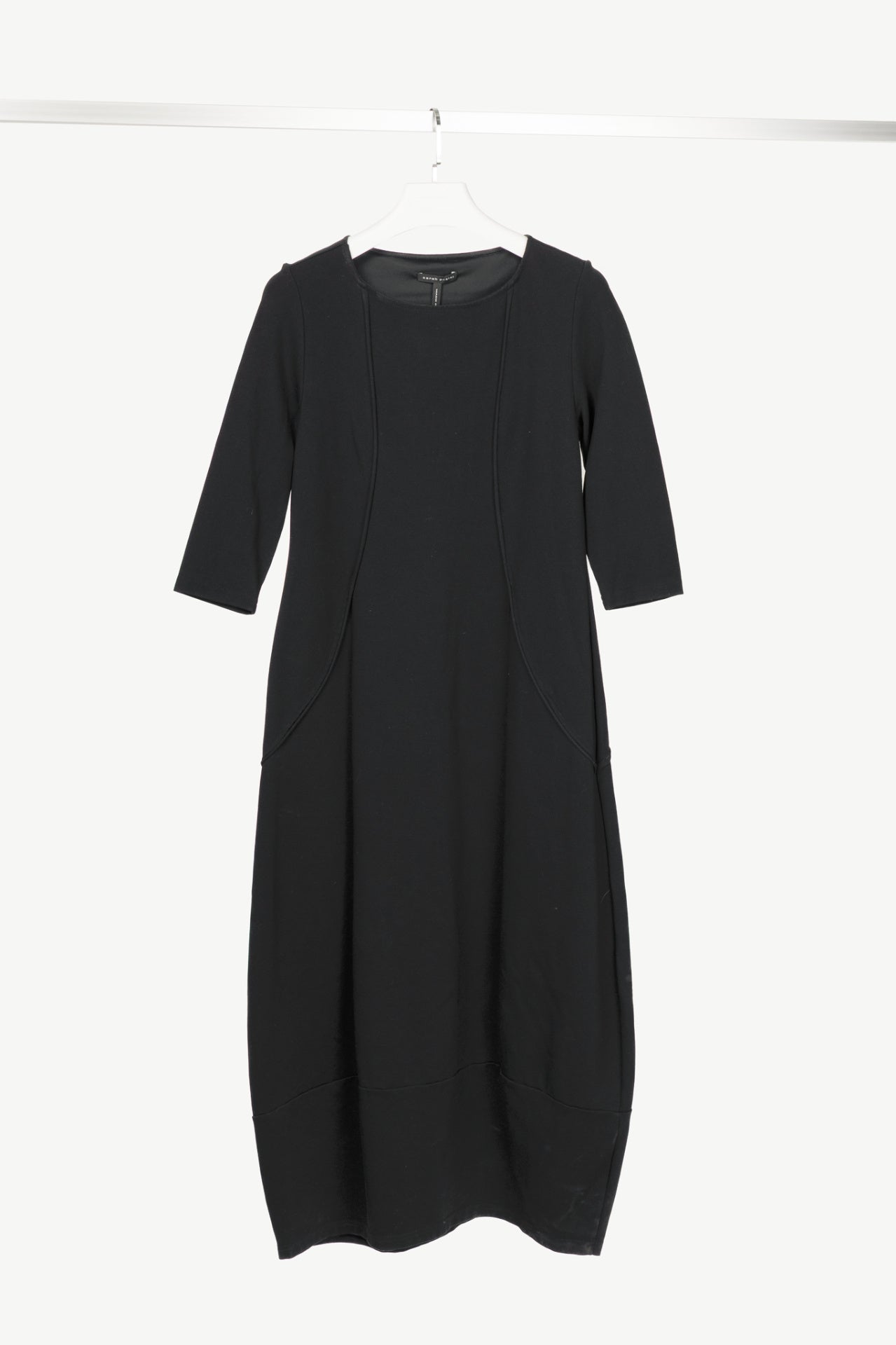 Sarah Pacini Black Viscose-Jersey Piped Maxi Dress
