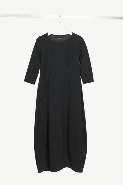 Sarah Pacini Black Viscose-Jersey Piped Maxi Dress