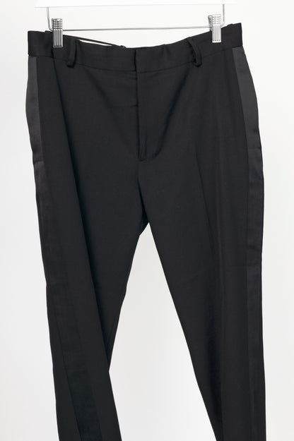 Alexander McQueen Black Slim-Cut Tailored Tuxedo Trousers