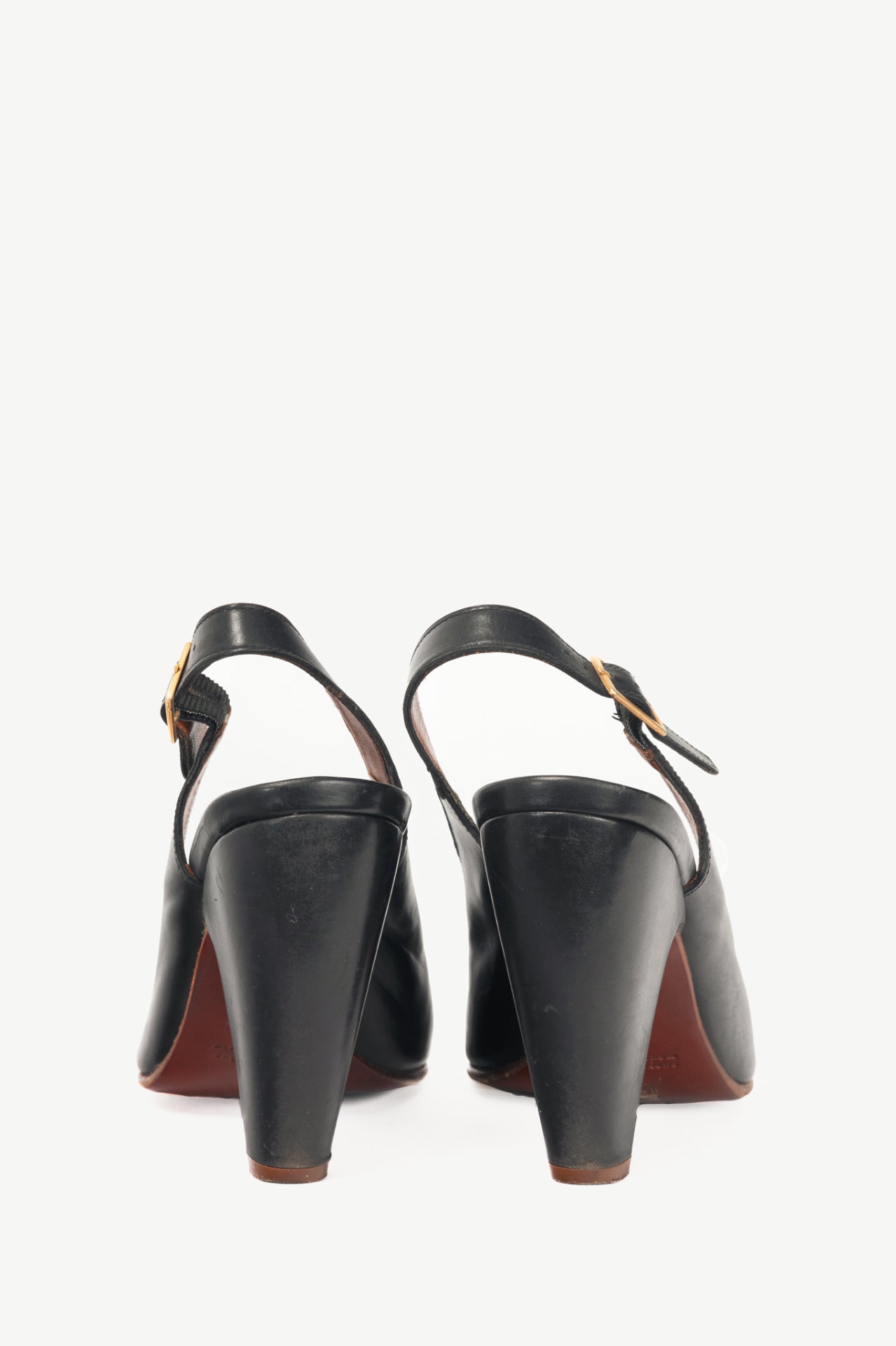 Chie Mihara Nocaso Black Leather Scalloped Slingback Heels