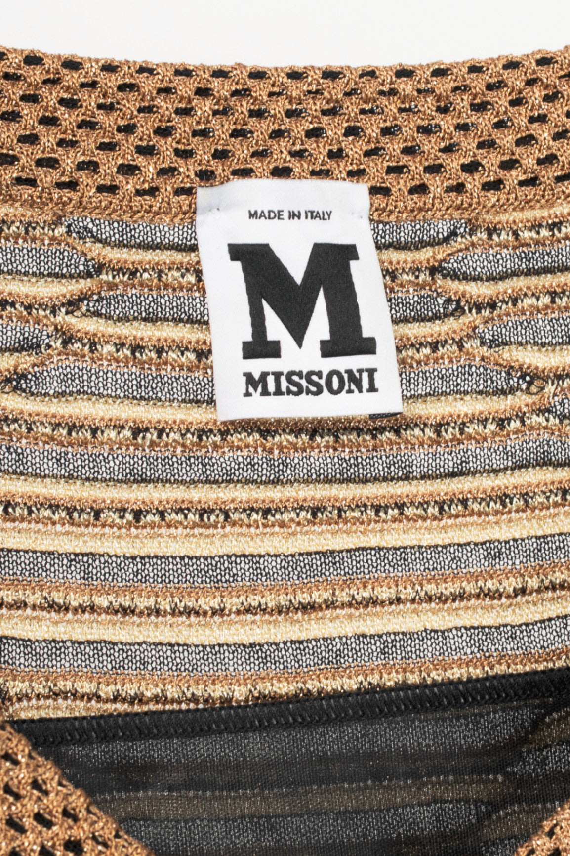 M by Missoni Gold Geometric-Stripe Lame-Knit Dress