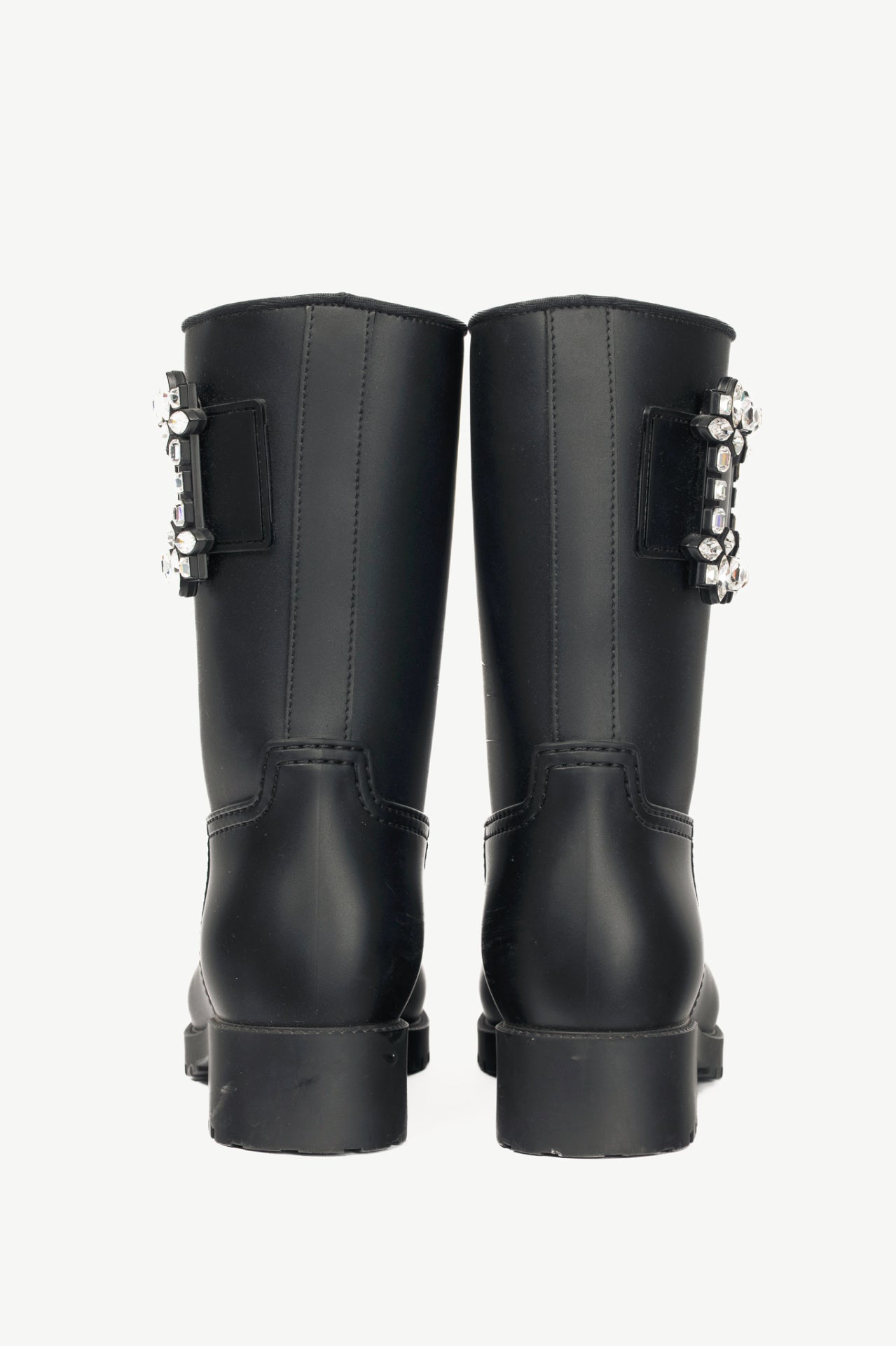 Roger Vivier Tempête Viv Black Rubber Strass-Embellished Rain Boots