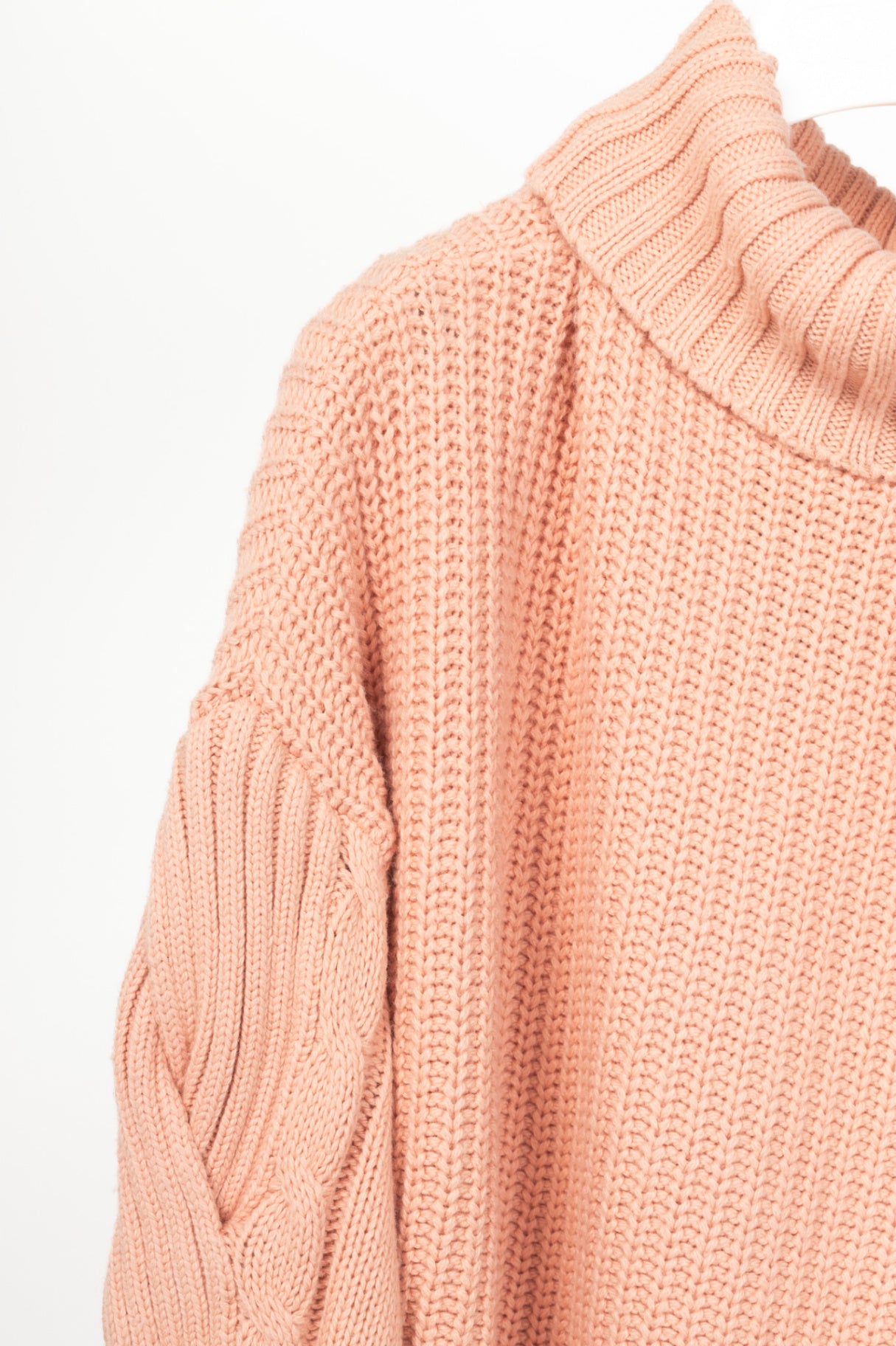 Jonathan Simkhai Aubrey Pink Traveling Cable Knit Sweater