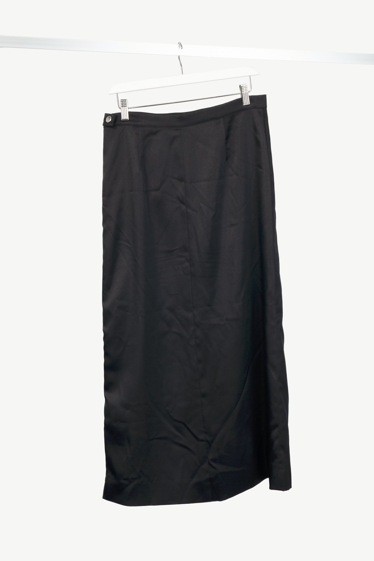 Eckhaus Latta AW17 Runway Black Satin Midi Pencil Skirt