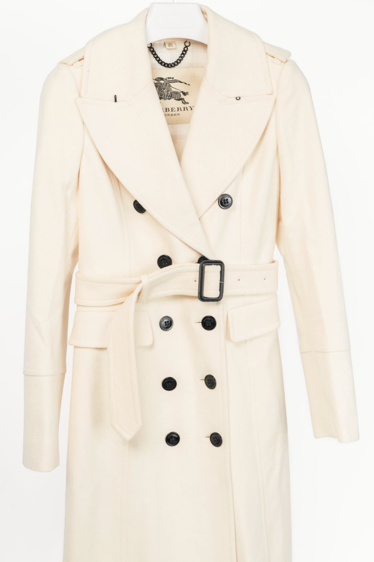 Burberry Winter White Wool- & Cashmere-Blend Oversize Collar Military Coat