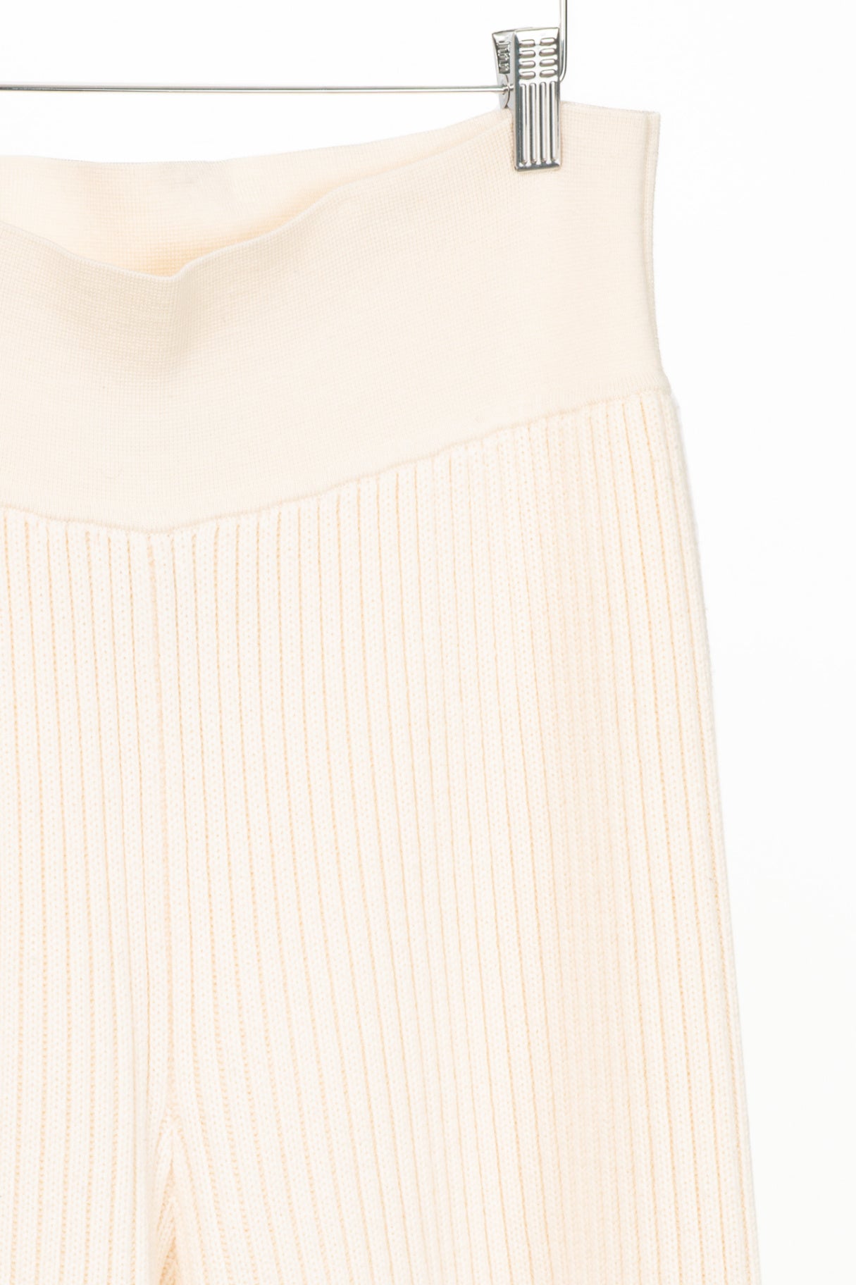 Victor Alfaro Cream Wool Ribbed-Knit Culottes
