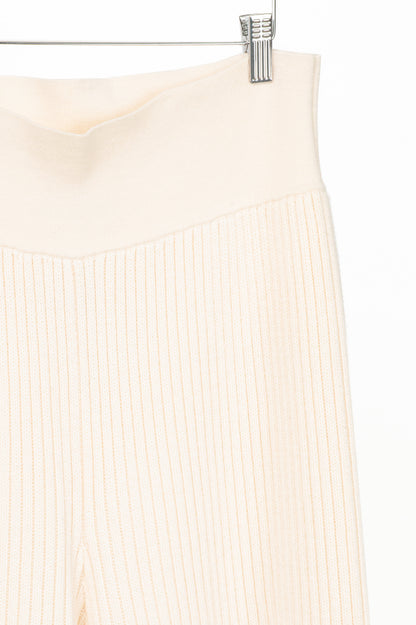 Victor Alfaro Cream Wool Ribbed-Knit Culottes
