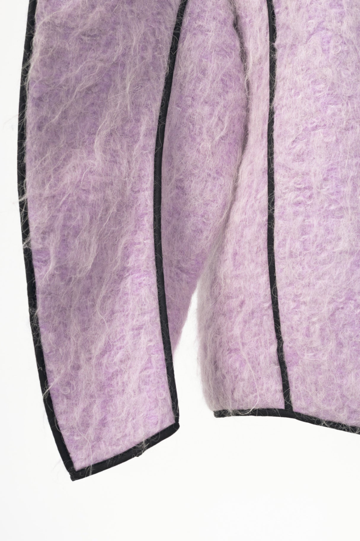 T_COAT T22_Furry Lilac Wool-Blend Piped Bomber Jacket