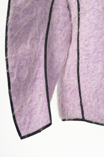 T_COAT T22_Furry Lilac Wool-Blend Piped Bomber Jacket