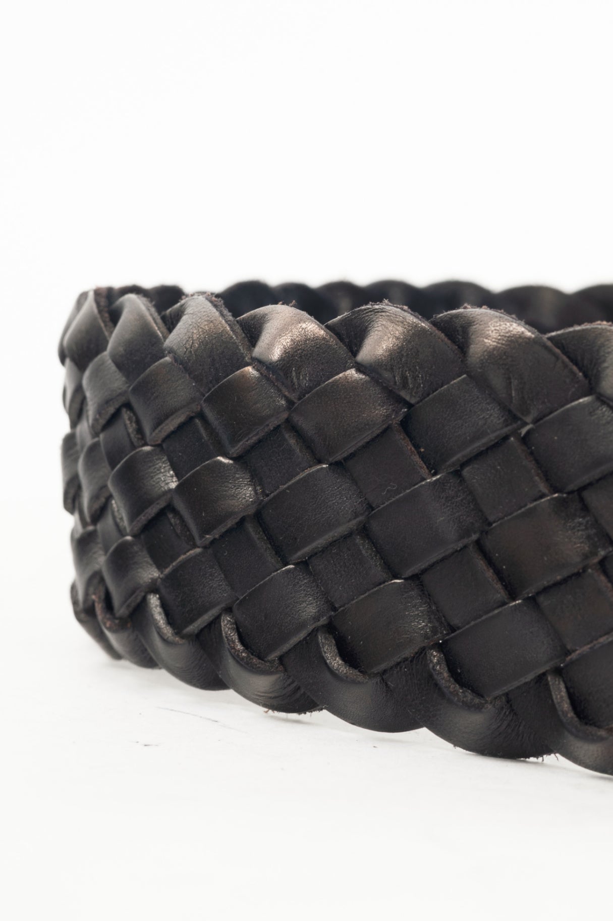 Weekend Max Mara Black Braided Leather Wide Double-Prong Belt