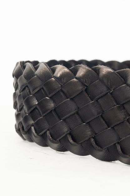 Weekend Max Mara Black Braided Leather Wide Double-Prong Belt