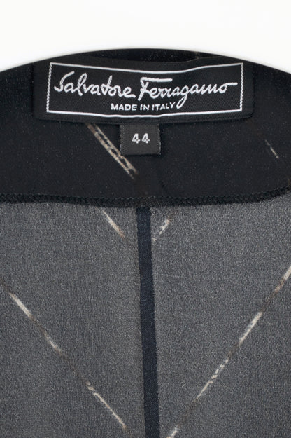 Salvatore Ferragamo Black Abstract-Print Silk-Crepe Surplice Dress