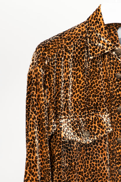 The Kooples Leopard Velvet Oversized Shirt Jacket