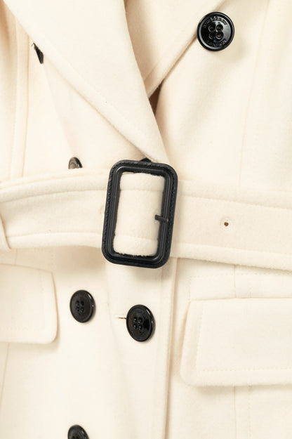 Burberry Winter White Wool- & Cashmere-Blend Oversize Collar Military Coat