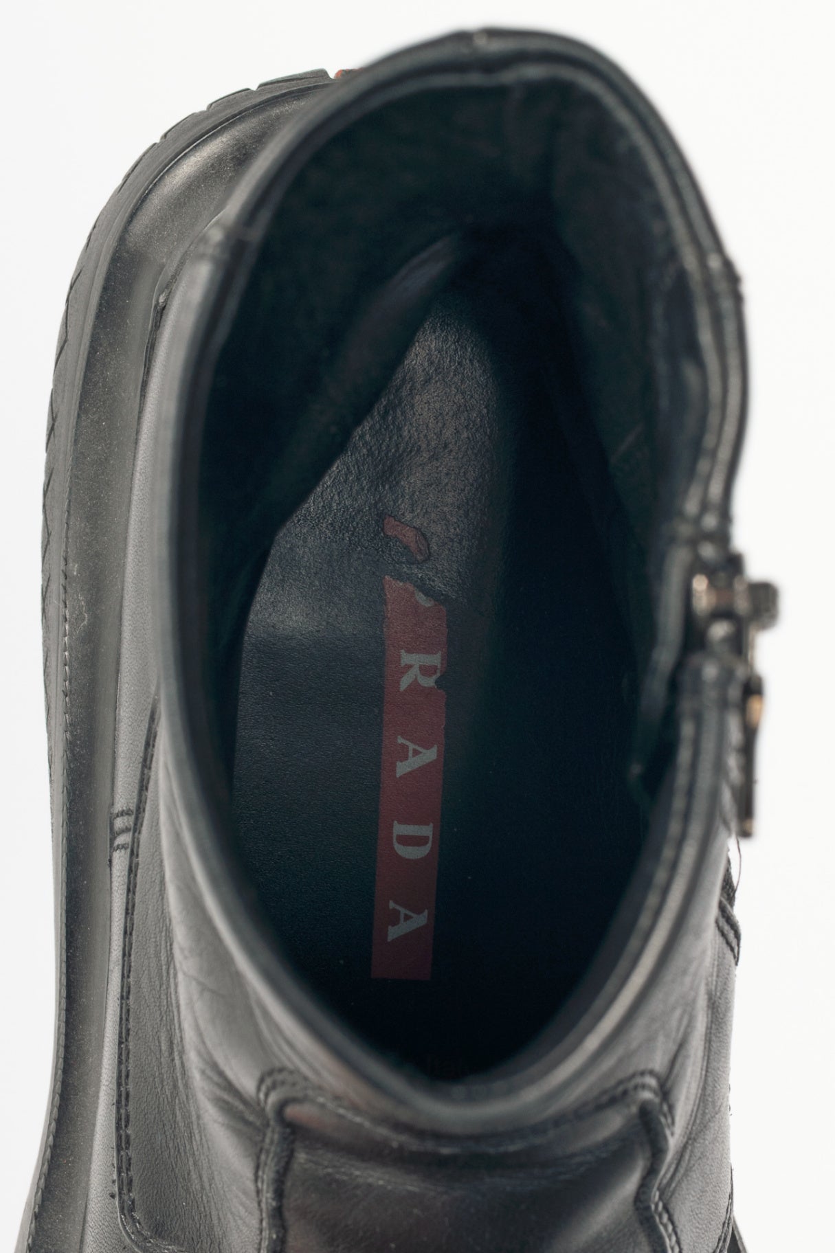 Prada Sport Black Leather Square-Toe Ankle Boots