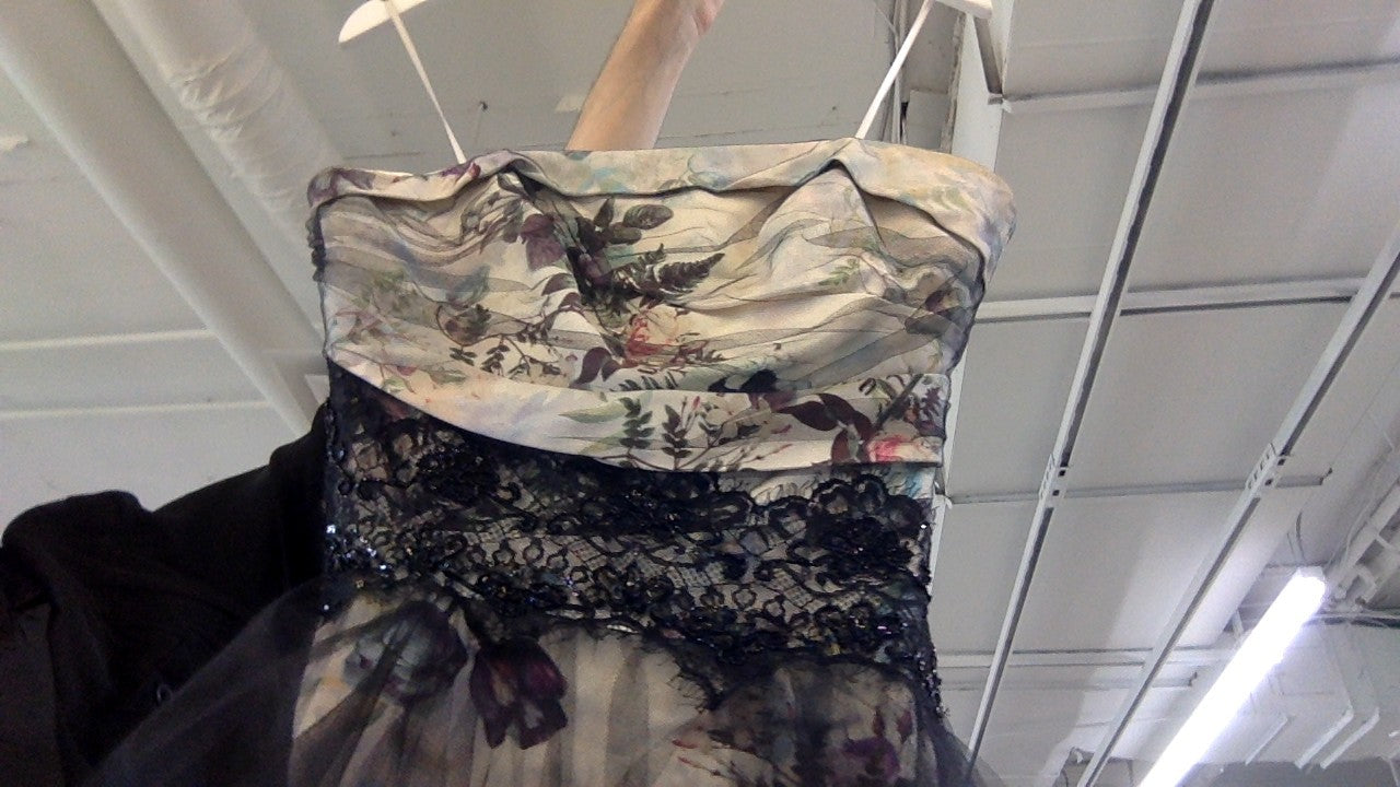 Marchesa Notte Black Tulle Floral Gown