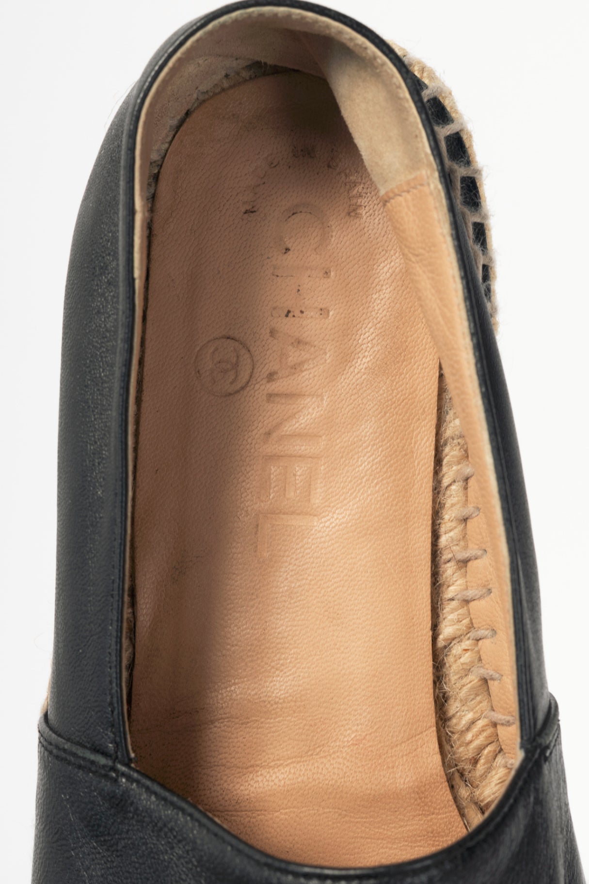  Chanel Black Lambskin Leather CC-Logo Espadrilles