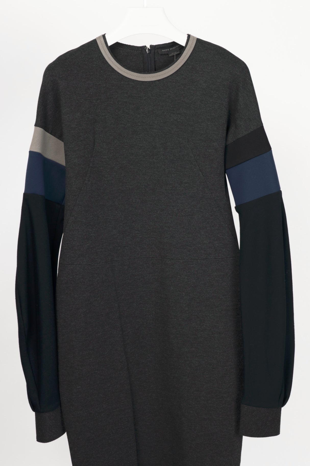 Marie Saint Pierre Grey Colour-Block Double-Jersey Dress