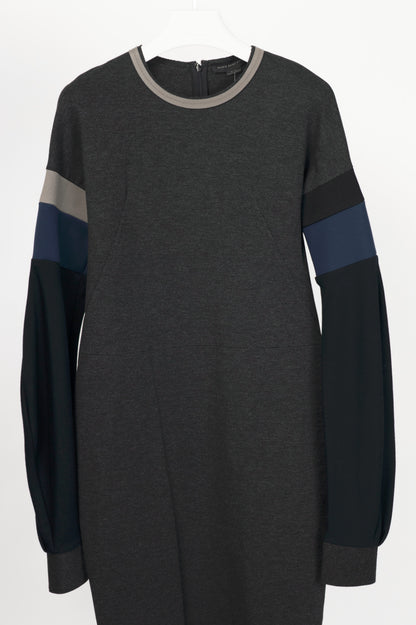 Marie Saint Pierre Grey Colour-Block Double-Jersey Dress
