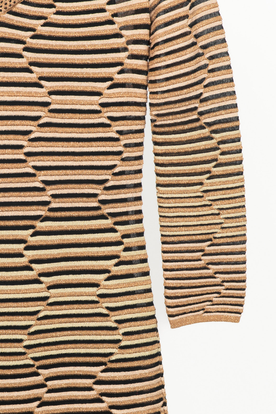 M by Missoni Gold Geometric-Stripe Lame-Knit Dress