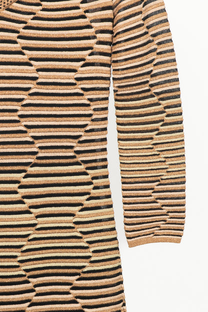 M by Missoni Gold Geometric-Stripe Lame-Knit Dress