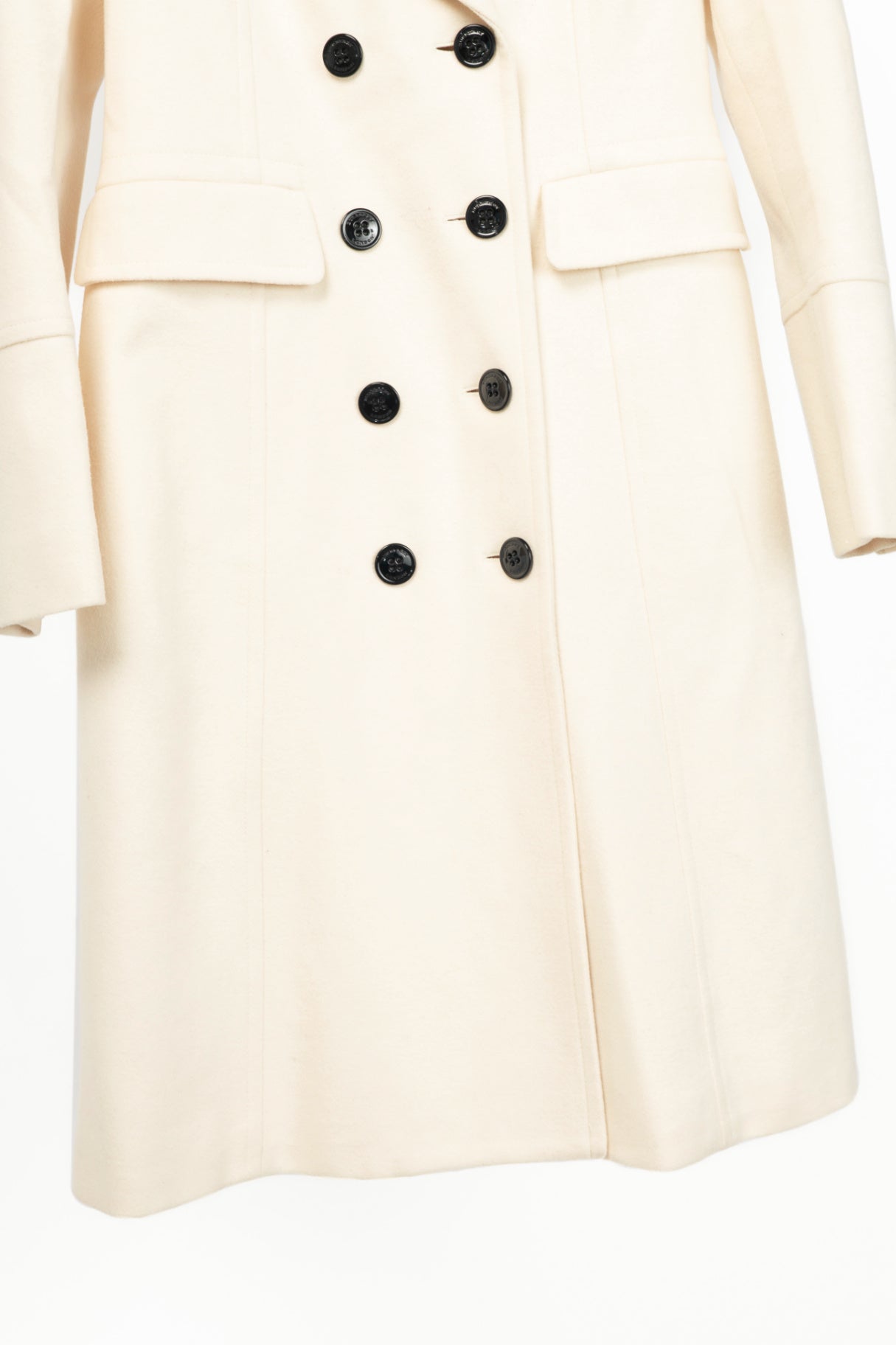 Burberry Winter White Wool- & Cashmere-Blend Oversize Collar Military Coat