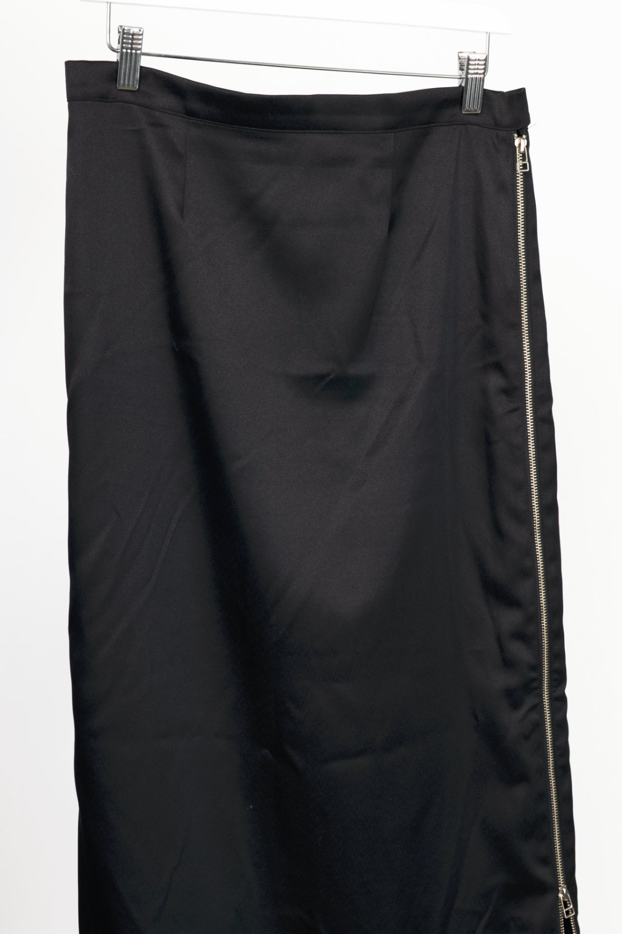 Eckhaus Latta AW17 Runway Black Satin Midi Pencil Skirt
