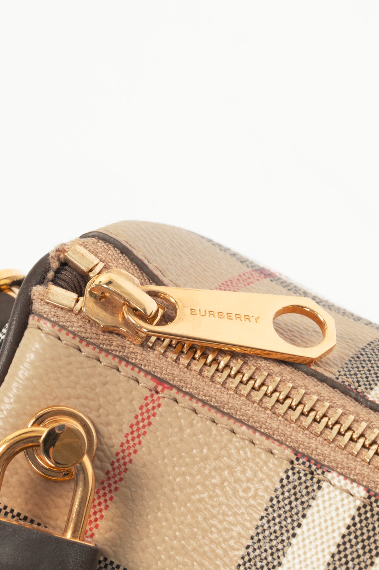 Burberry Beige & Military Medium Check Bowling Bag