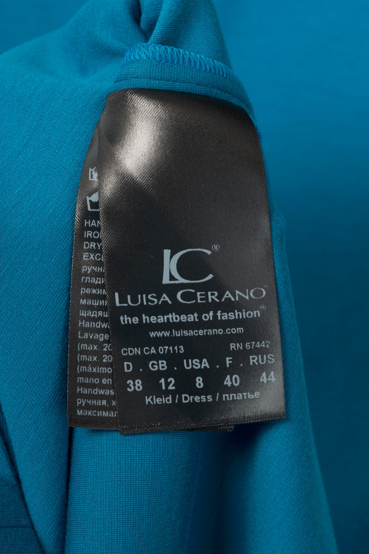 Luisa Cerano Azure Jersey Ruched Knee-Length Dress