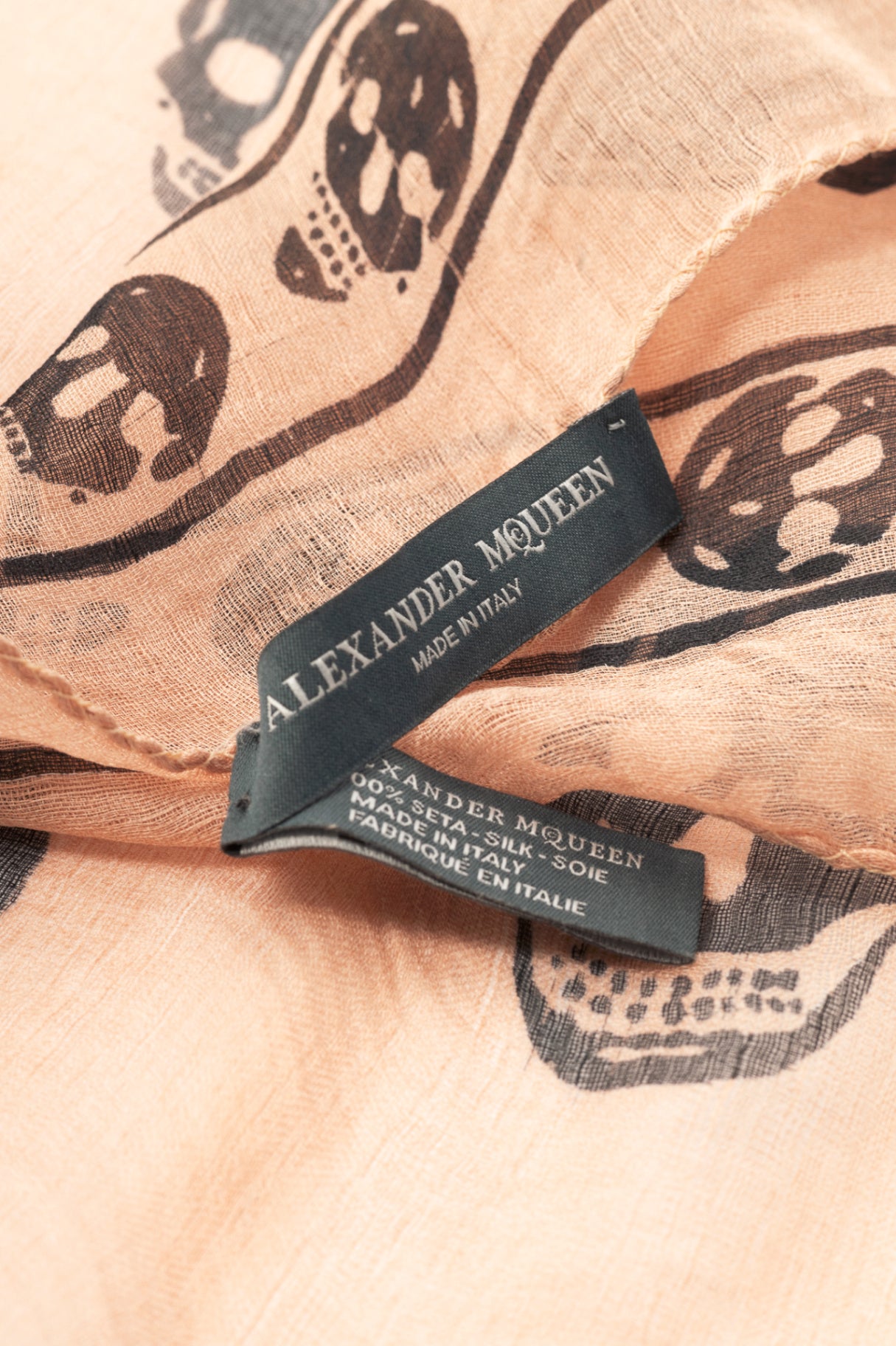 Alexander McQueen Nude & Black Skull-Print Silk-Gauze Scarf