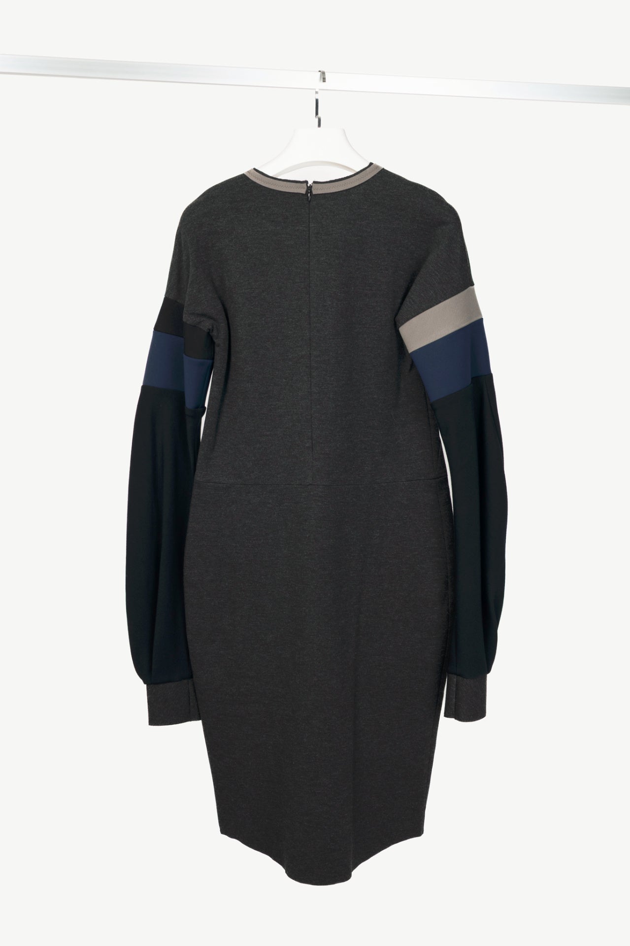 Marie Saint Pierre Grey Colour-Block Double-Jersey Dress