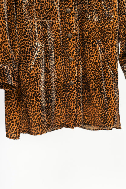 The Kooples Leopard Velvet Oversized Shirt Jacket