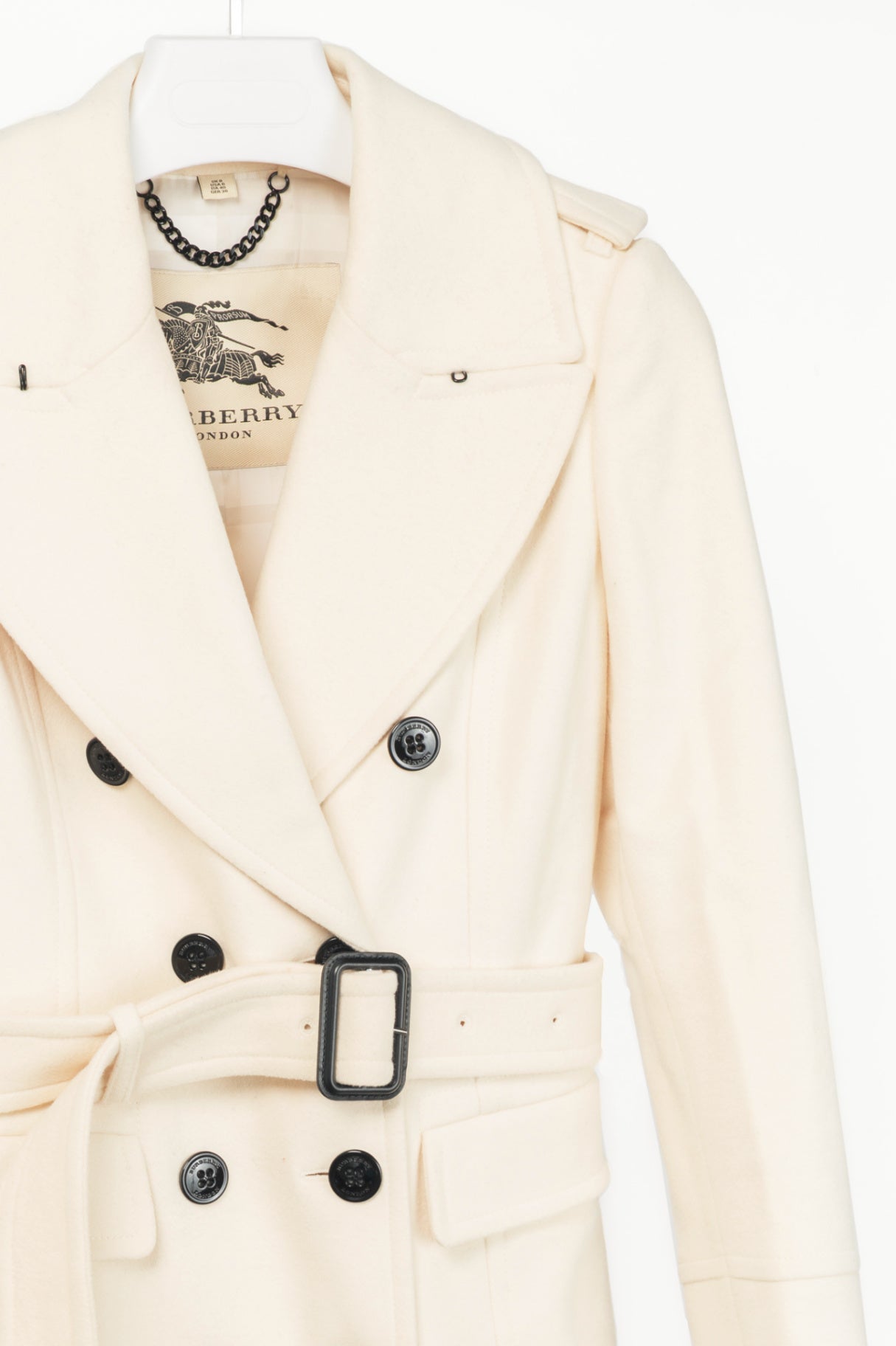 Burberry Winter White Wool- & Cashmere-Blend Oversize Collar Military Coat