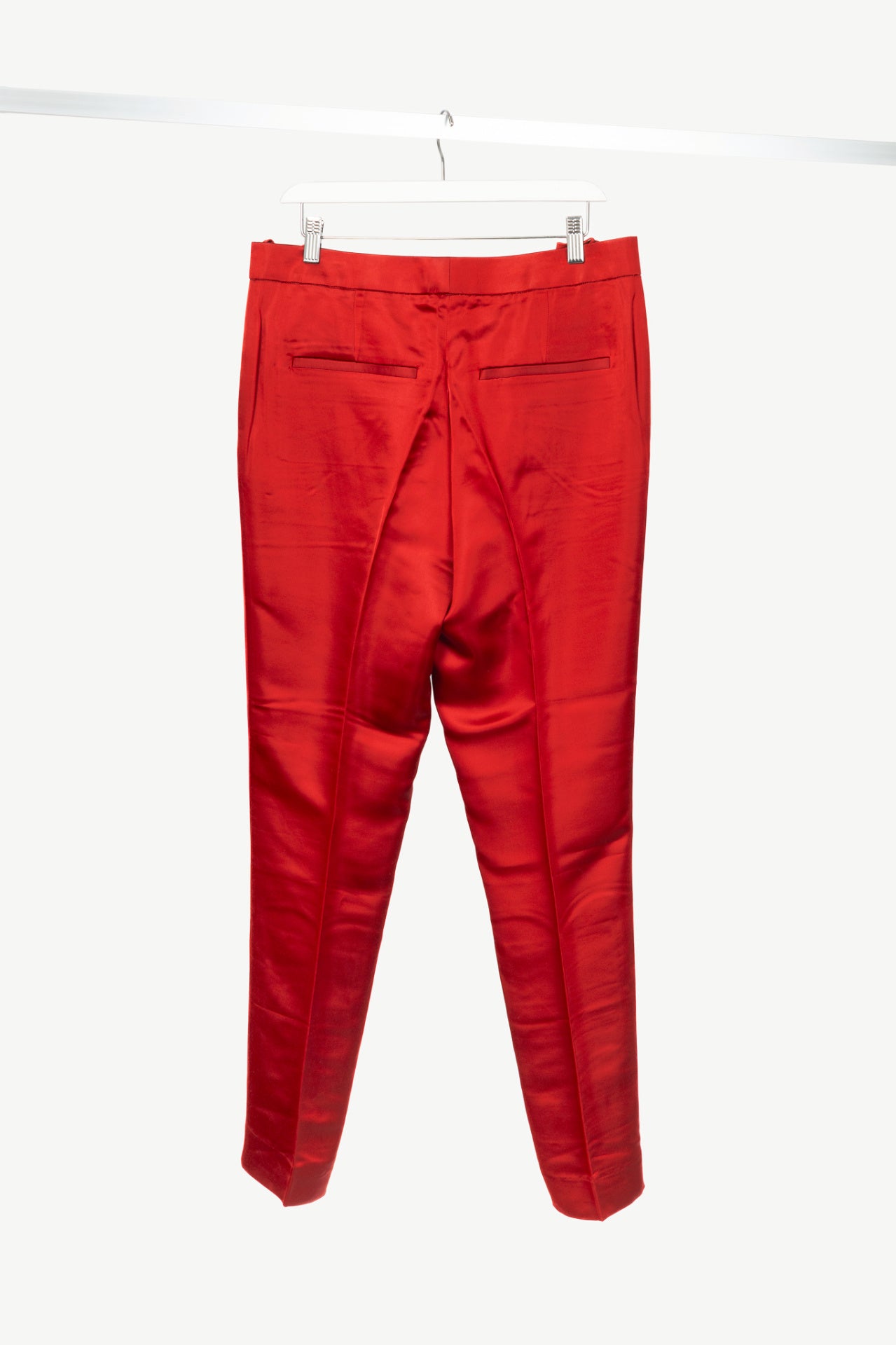 Helmut Lang AW19 Runway Red Vicose Satin Straight-Leg Trousers