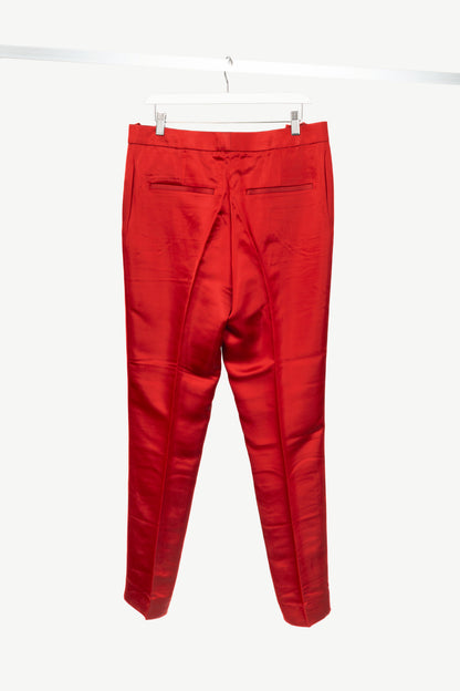 Helmut Lang AW19 Runway Red Vicose Satin Straight-Leg Trousers