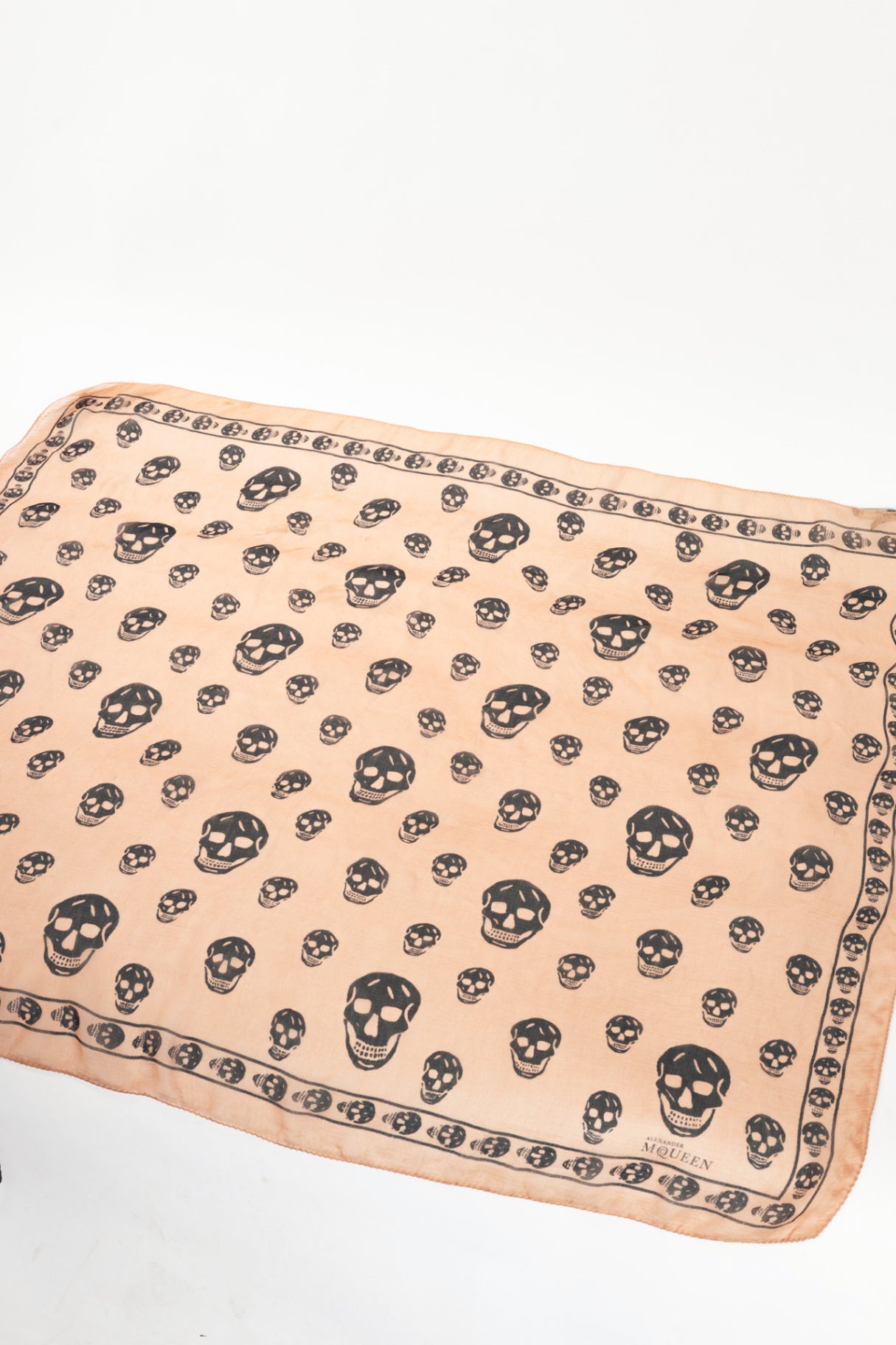Alexander McQueen Nude & Black Skull-Print Silk-Gauze Scarf