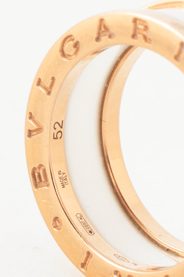 Bvlgari B.zero1 18k-Gold & White Ceramic Two-Band Ring