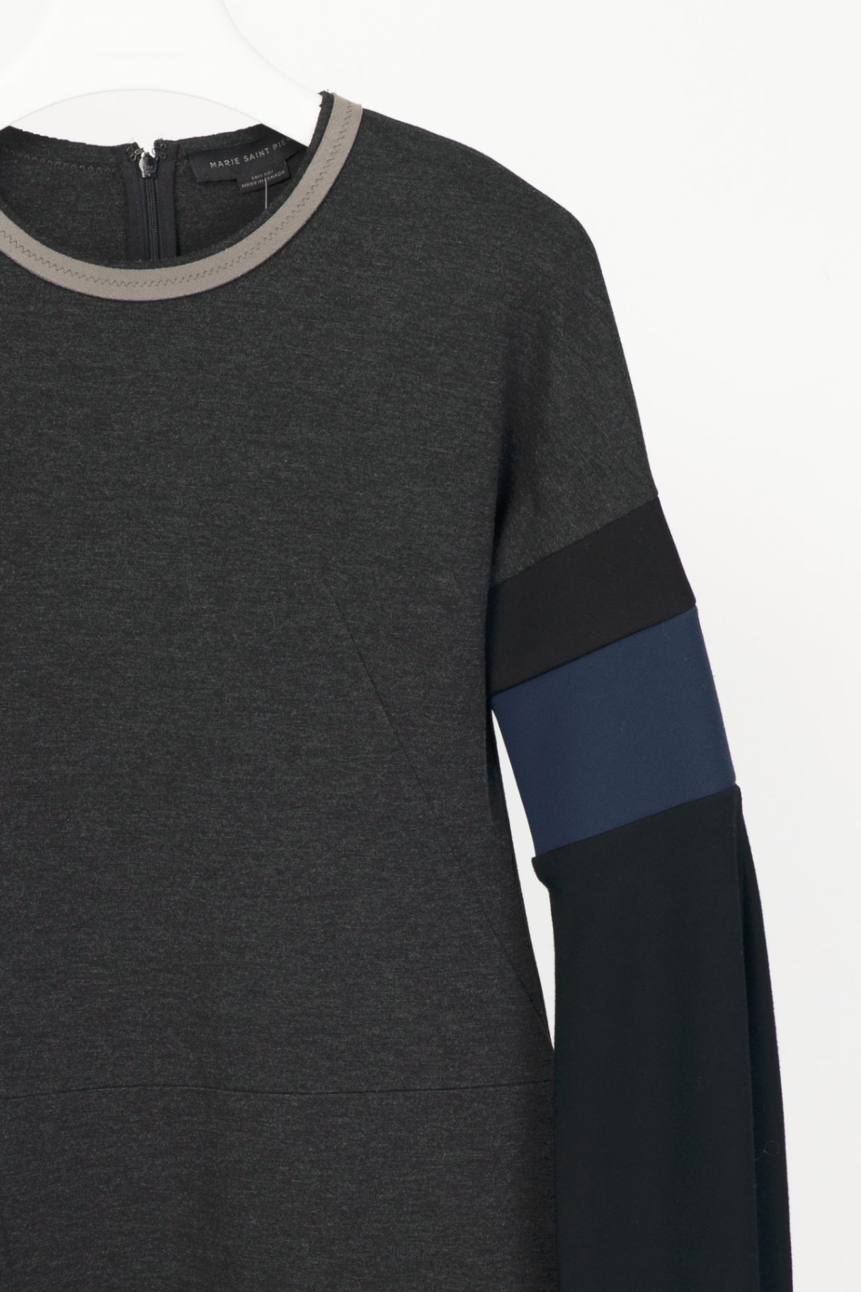 Marie Saint Pierre Grey Colour-Block Double-Jersey Dress